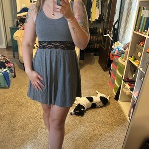Gray with black lace